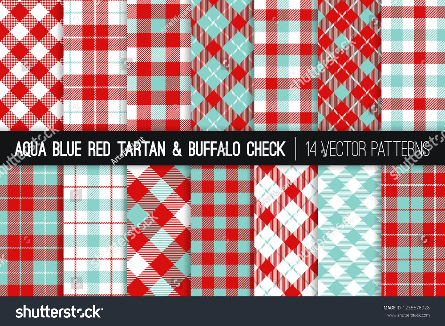 1500x1101 Aqua Blue And Red Tartan And Buffalo Check Plaid Vector Patterns