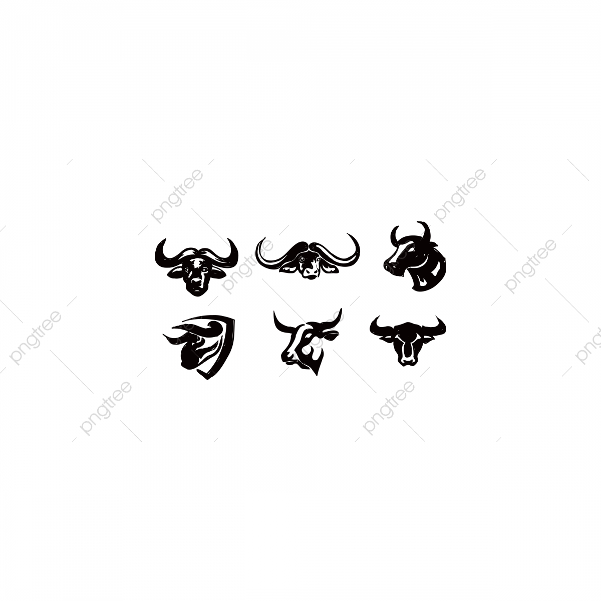 1200x1200 Buffalo Animal Logo Silhouette Set, Red Bull, Buffalo Silhouette