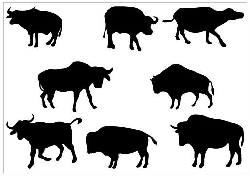 514x362 Buffalo Silhouette Clip Art Pack Template Animal Vector Graphics