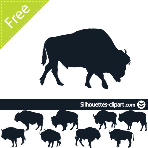 500x500 Buffalo Vector Silhouette Silhouettes Clipart Bead Patterns