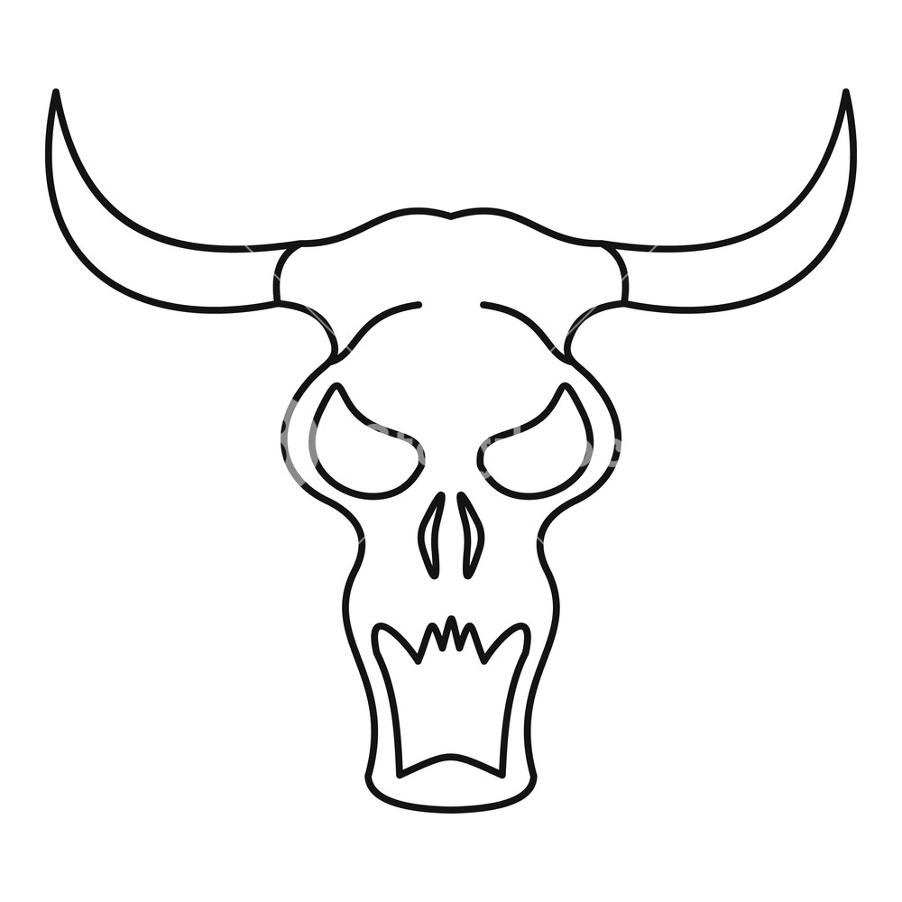 Buffalo Skull Icon In Outline Style Isolated On White Background 1000x1000 Buffalo Skull Icon In Outline Style Isolated On White Background