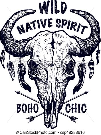Buffalo Skull Vector Sketch Vintage Vector Illustration 354x470 Buffalo Skull Vector Sketch Vintage Vector Illustration