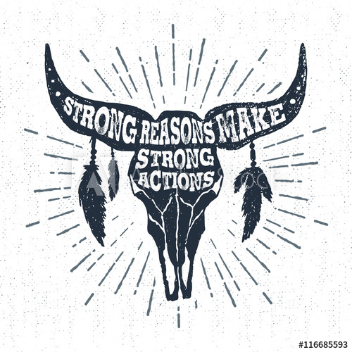 Hand Drawn Tribal Label With Textured Buffalo Skull Vector 500x500 Hand Drawn Tribal Label With Textured Buffalo Skull Vector