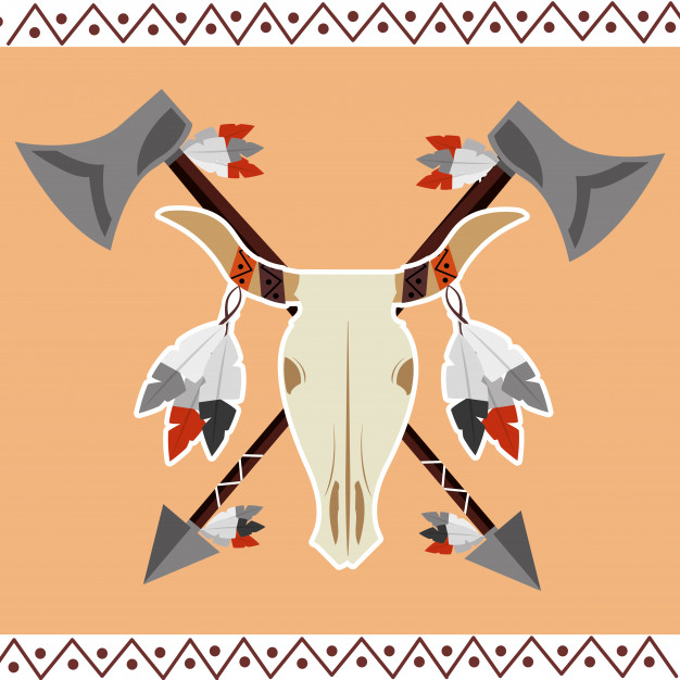Native American Buffalo Skull Feathers Ornament Culture Vector 626x626 Native American Buffalo Skull Feathers Ornament Culture Vector