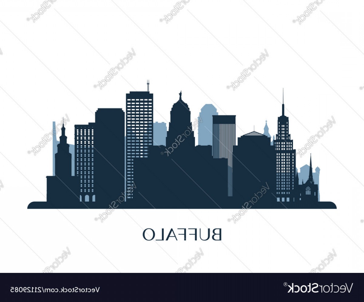 1200x996 Buffalo Skyline Monochrome Silhouette Vector Handandbeak