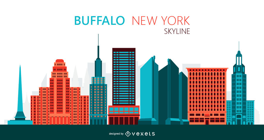 Buffalo Skyline Illustration. 