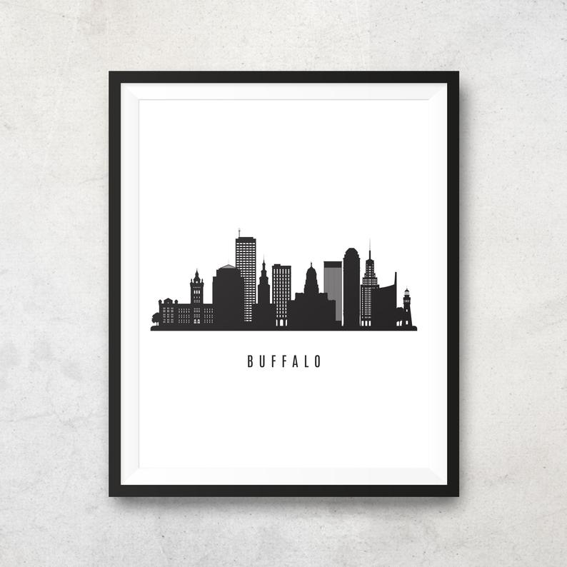 794x794 Buffalo City Skyline Black White Buffalo New York Cityscape Etsy