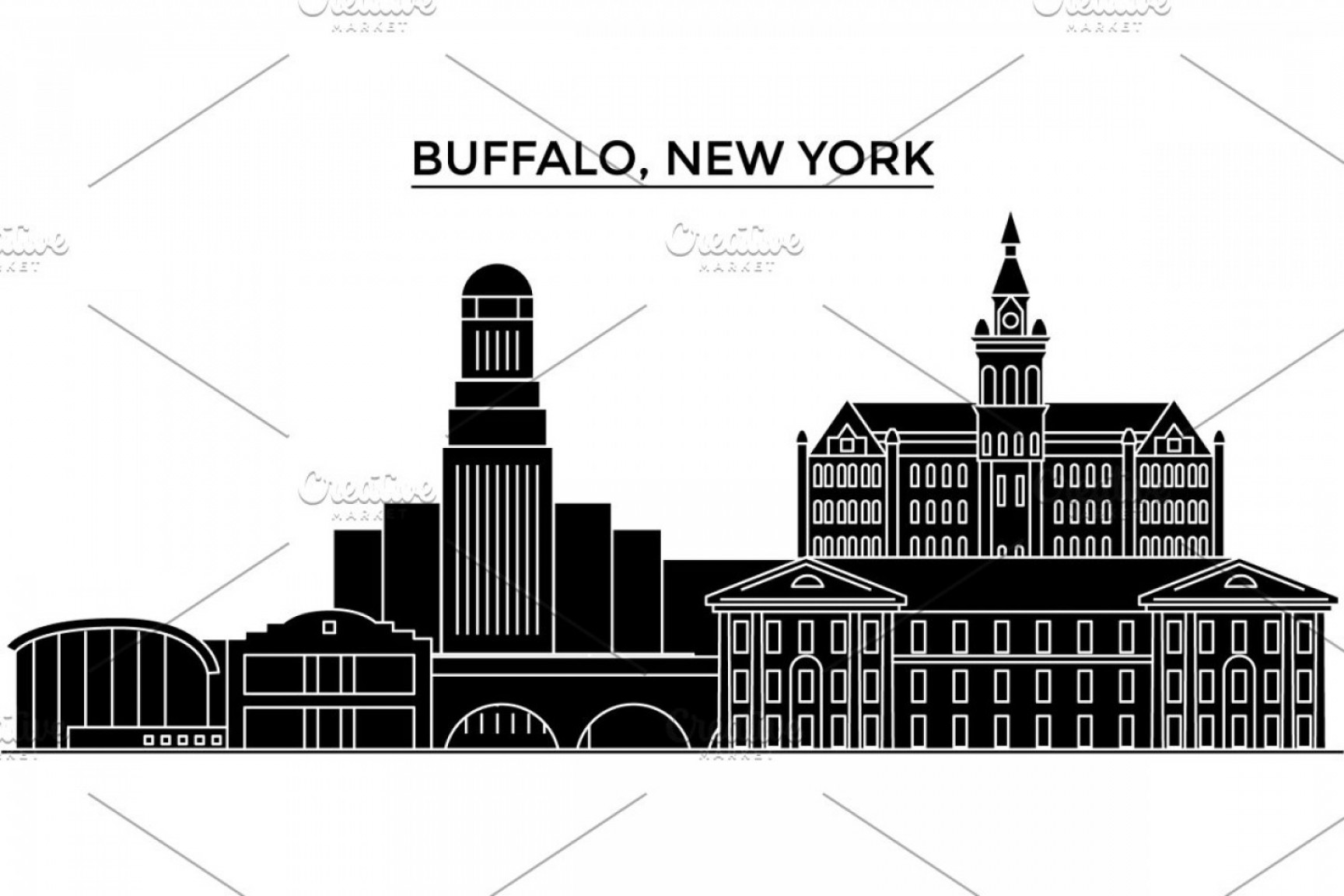1728x1152 Usa Buffalo New York Architecture Vector City Skyline Travel