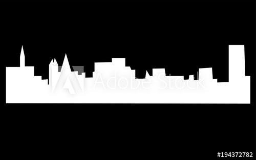 500x313 White Buffalo Skyline Silhouette On Black Background