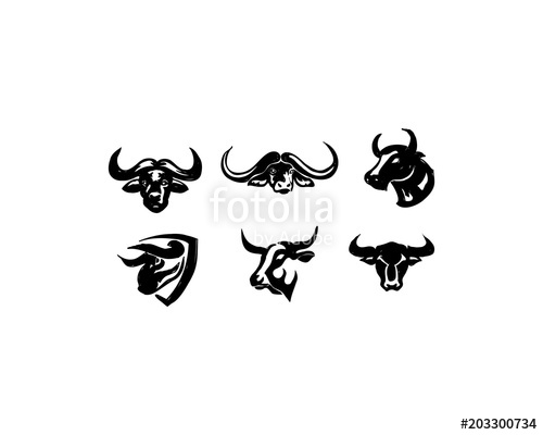Buffalo Animal Logo Silhouette Set Stock Image And Royalty Free 500x400 Buffalo Animal Logo Silhouette Set Stock Image And Royalty Free