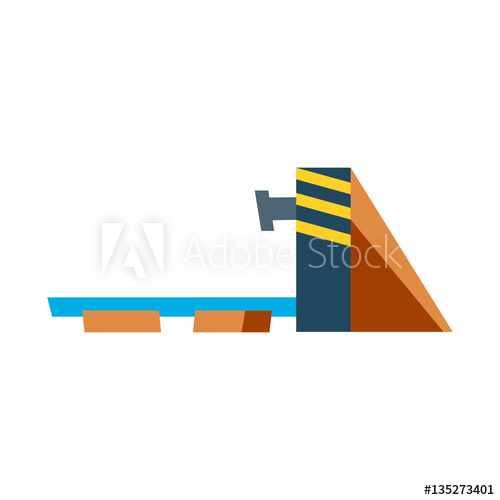 500x500 End Of The Rail Line With Barrier And Buffer Vector Illustration