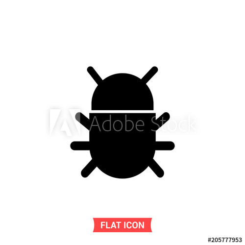 500x500 Bug Vector Icon, Parasite Symbol Flat Sign Illustration For Web
