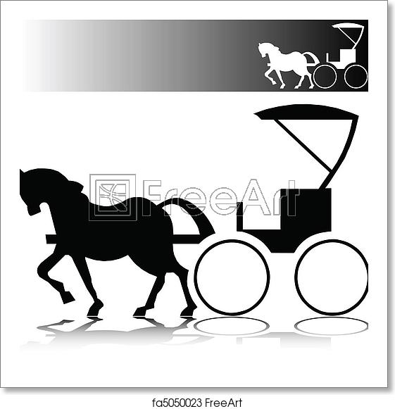 561x581 Free Art Print Of Horse Buggy Vector Silhouettes Freeart