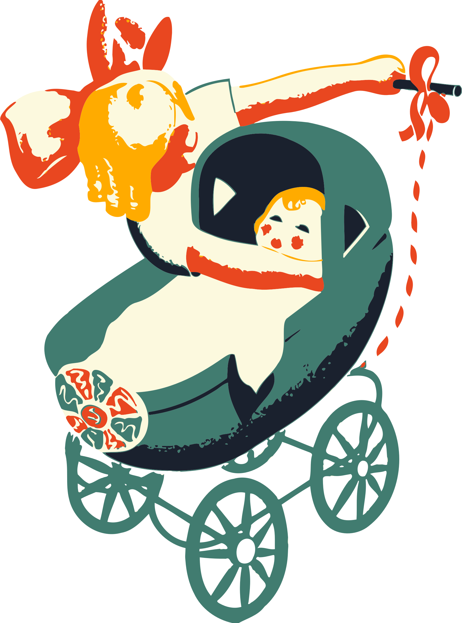 1782x2400 Girl With Buggy Carriage Vector Clipart Image