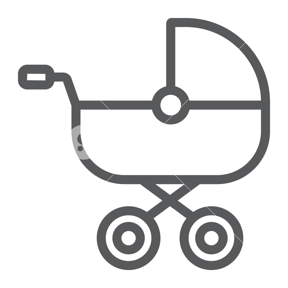 1000x1000 Baby Carriage Line Icon, Child And Pram, Buggy Sign, Vector