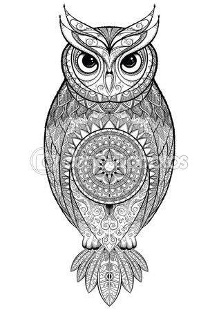 317x449 Buho Con Adornos Tribales Vector De Stock