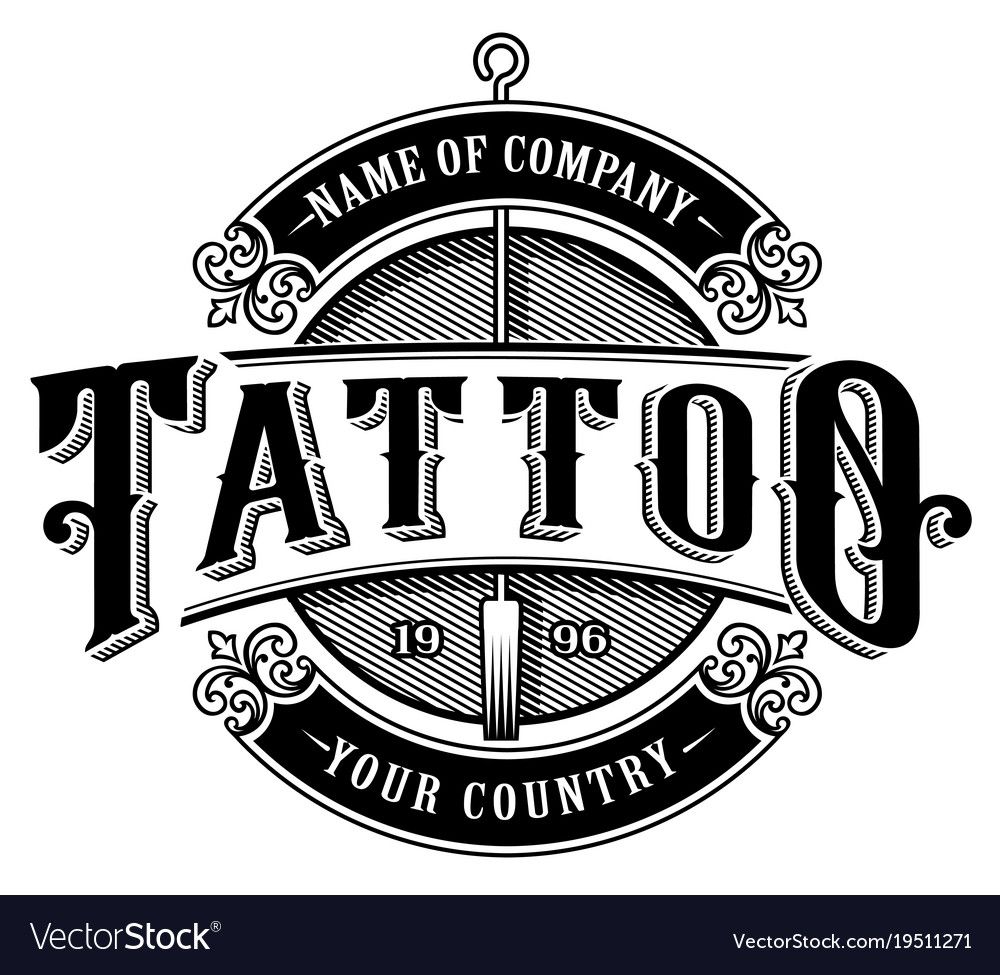 1000x975 Vintage Tattoo Studio Emblem For White Vector Image Vp