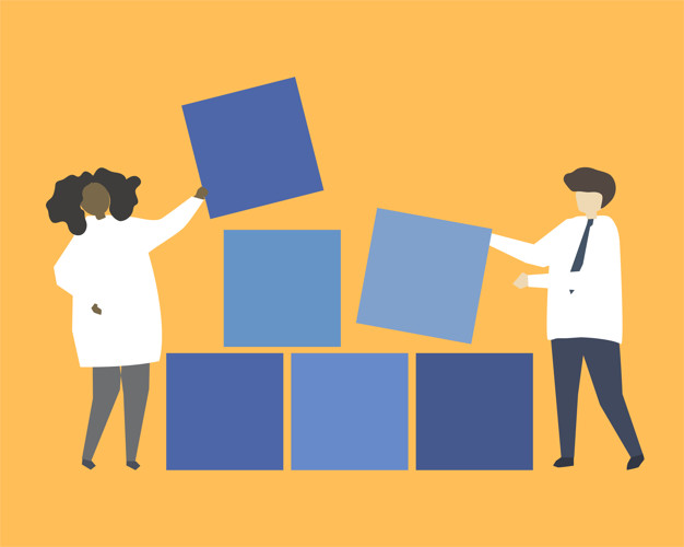 People With Blue Building Blocks Illustration Vector Free Download 626x500 People With Blue Building Blocks Illustration Vector Free Download