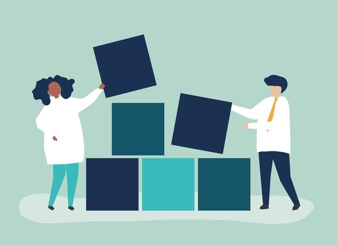 Teamwork Concept Illustration Of A Couple Building Blocks Together 674x490 Teamwork Concept Illustration Of A Couple Building Blocks Together