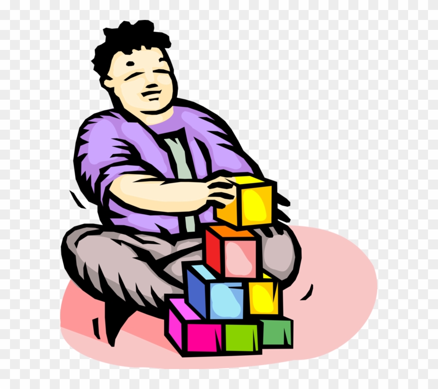 Vector Illustration Of Child Plays With Building Blocks 880x780 Vector Illustration Of Child Plays With Building Blocks