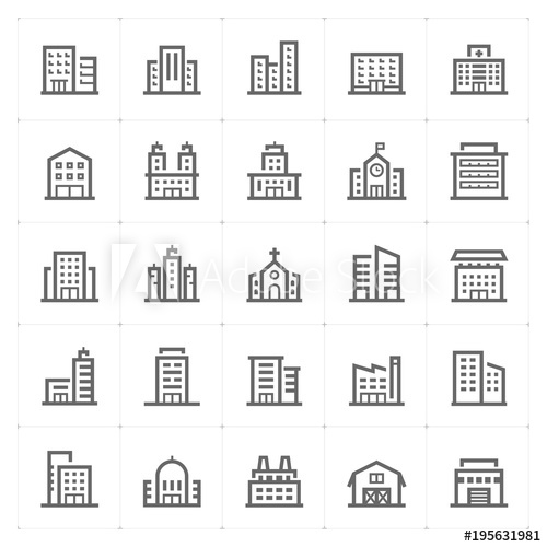 Mini Icon Set Building Icon Vector Illustration 500x500 Mini Icon Set Building Icon Vector Illustration