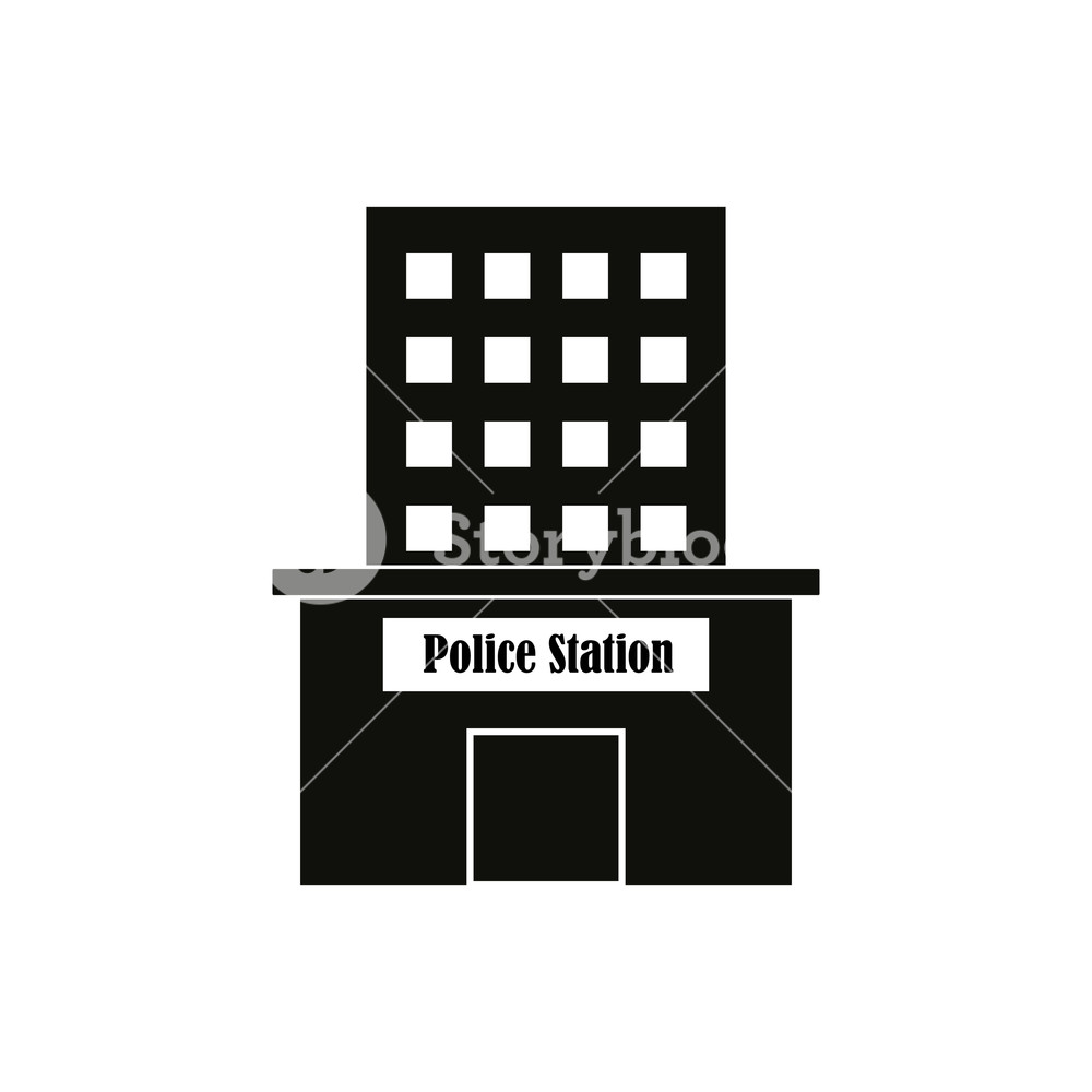 1000x1000 Police Station Building Icon Vector Illustration Design Royalty