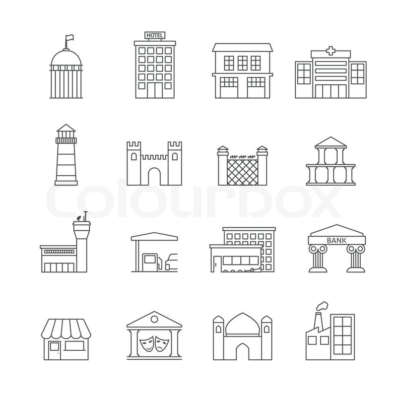 Government Building Icons Outline Set Stock Vector Colourbox 800x800 Government Building Icons Outline Set Stock Vector Colourbox