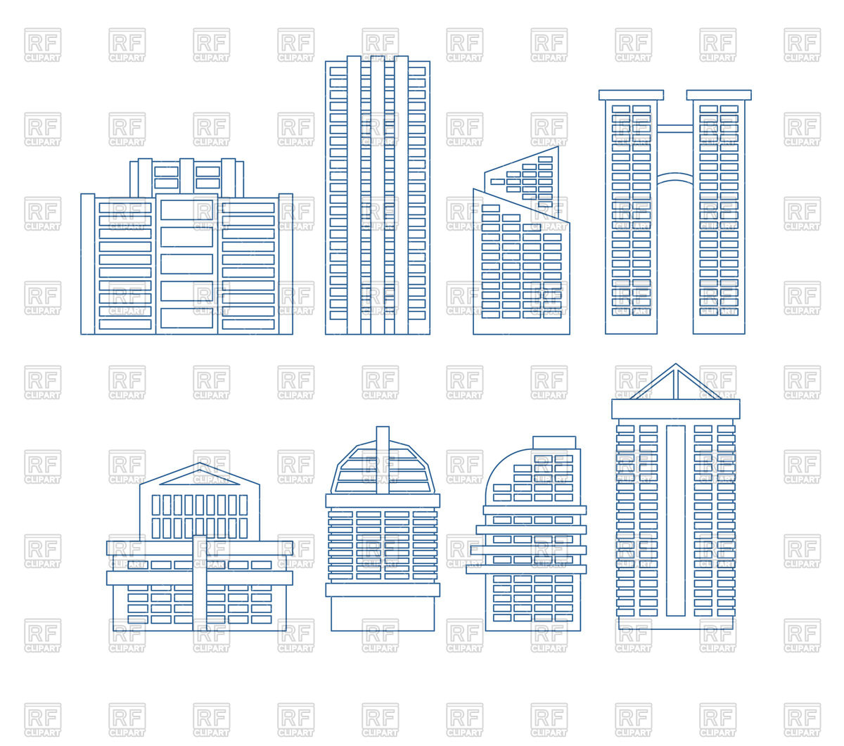 Set Of High Rise Buildings Outline Vector Image Of Architecture 1200x1061 Set Of High Rise Buildings Outline Vector Image Of Architecture