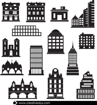 340x368 Building Silhouette Free Vector Download