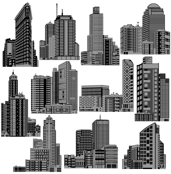 550x560 Buildings Silhouette Vector Pack