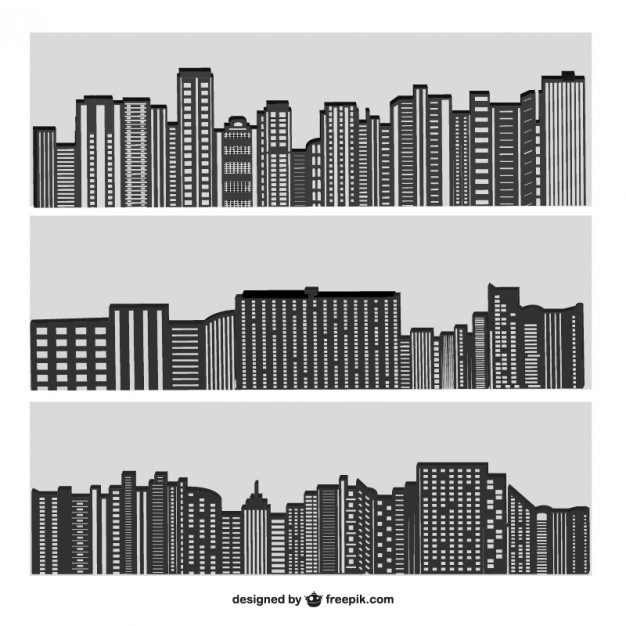 626x626 City Buildings Silhouettes In Grey Vector Free Download