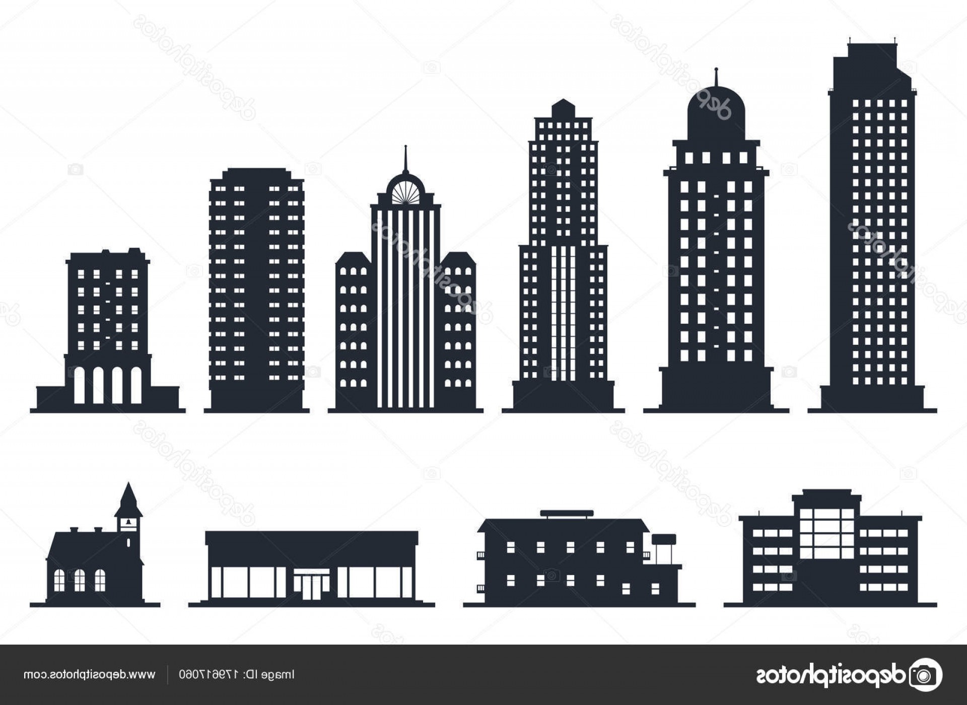 Building Silhouette Vector at Vectorified.com | Collection of Building ...
