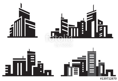500x344 Vector City Buildings Silhouette Icons Stock Image And Royalty