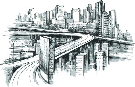 470x306 Building Sketch Free Vector Download