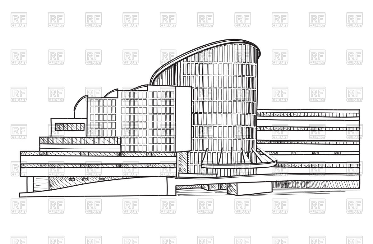 1200x786 City Building Sketch Isolated Vector Image Of Architecture