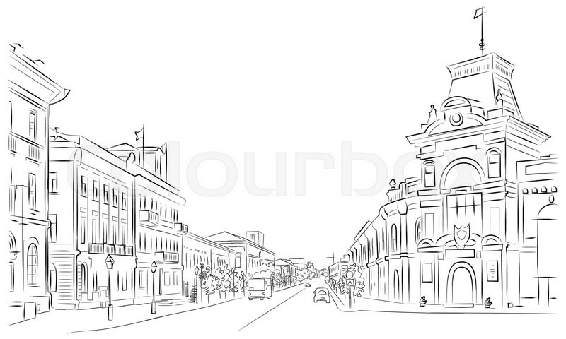800x480 City Streets And Historic Buildings Stock Vector Colourbox