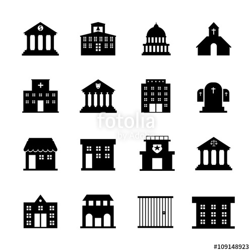 Government And Public Building Vector Icons Stock Image 500x500 Government And Public Building Vector Icons Stock Image