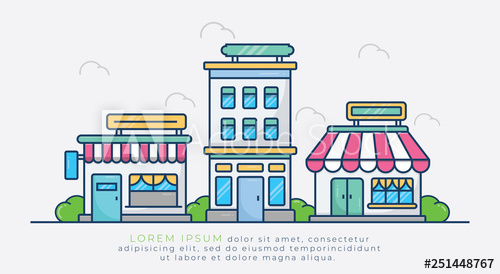 Online Store Building Vector Illustration 500x274 Online Store Building Vector Illustration