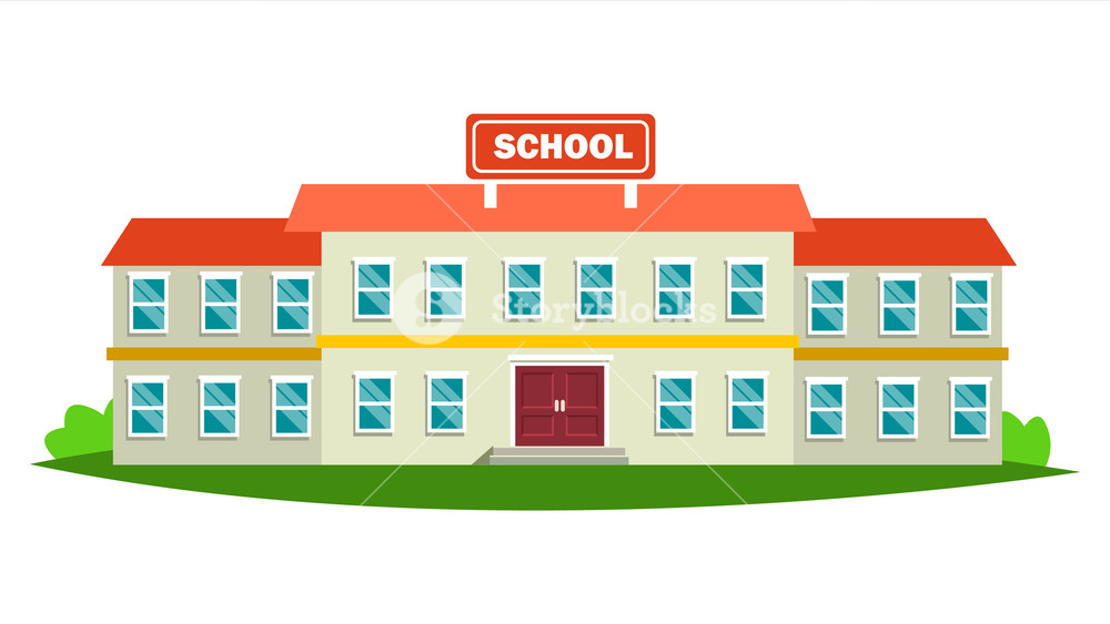 1000x563 School Building Vector Modern Education City Construction Urban