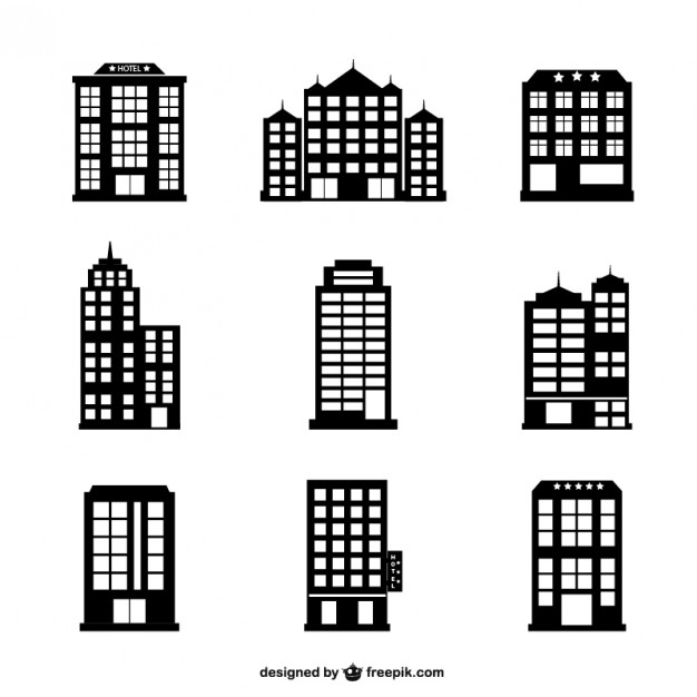 Hotel Buildings Silhouettes Set Vector Free Download 626x626 Hotel Buildings Silhouettes Set Vector Free Download