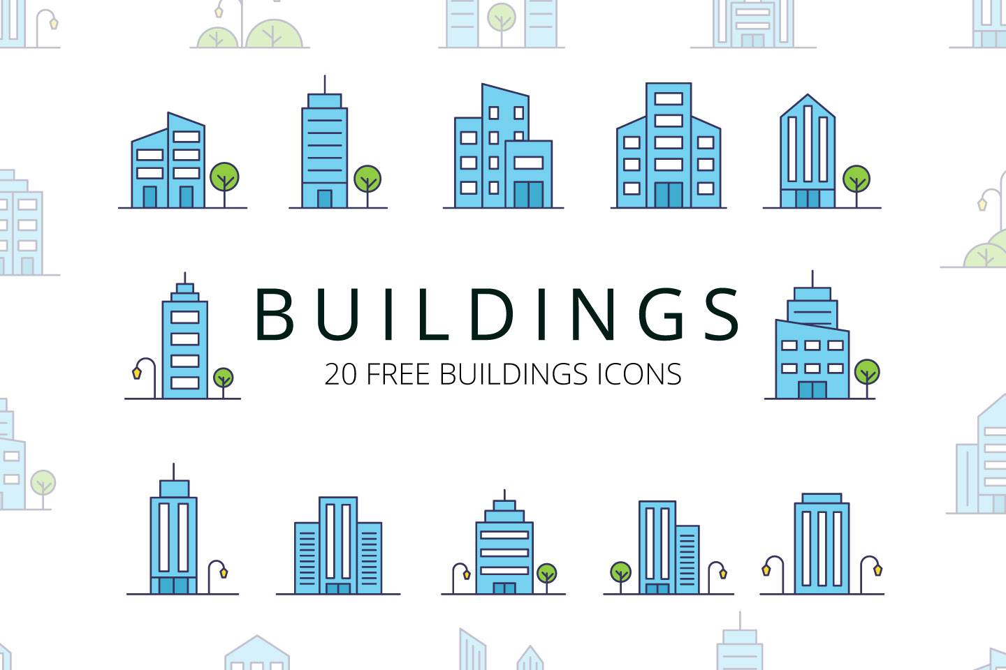 1440x960 Buildings Vector Free Icon Set