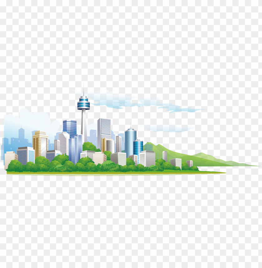 840x859 City Building Vector Illustration