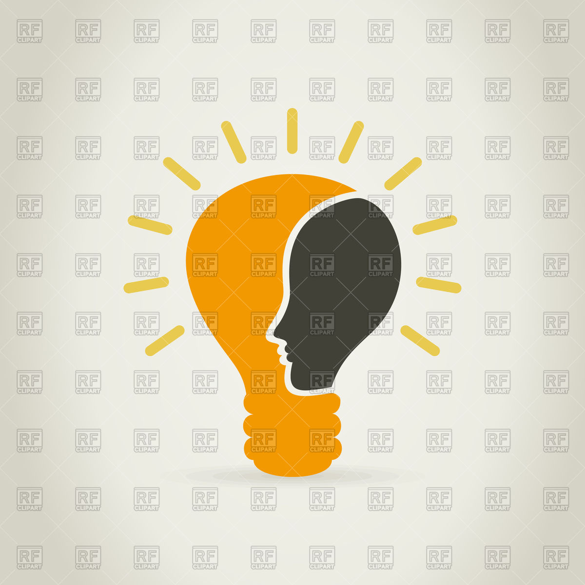1200x1200 Head Of Person In Light Bulb Vector Image Of Icons And Emblems