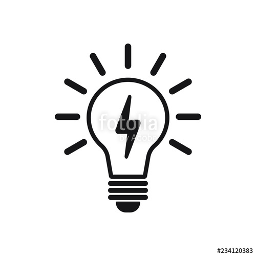 500x500 Light Bulb Vector Icon, Lamp With Lightning Stock Image