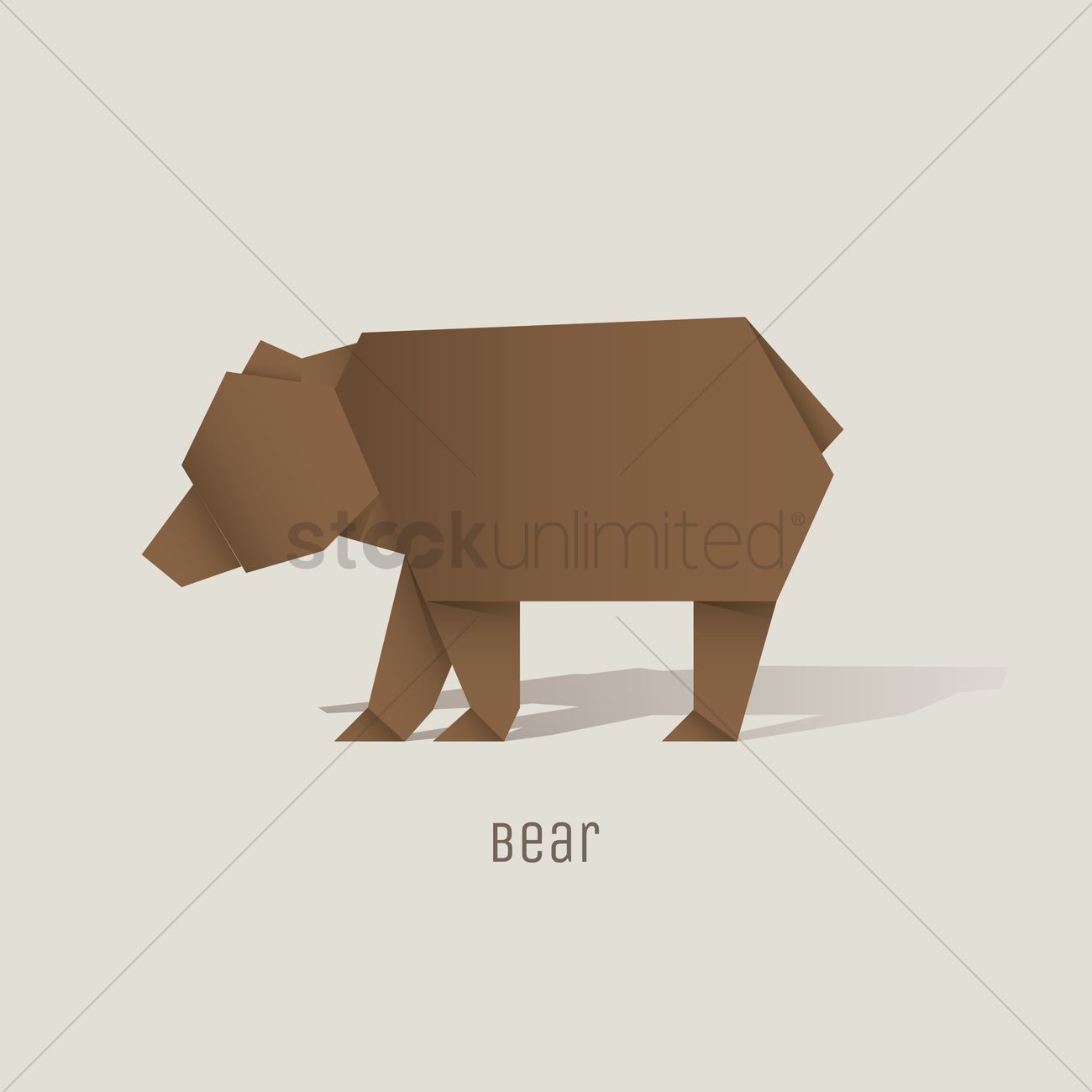 1300x1300 Origami Bear Vector Image