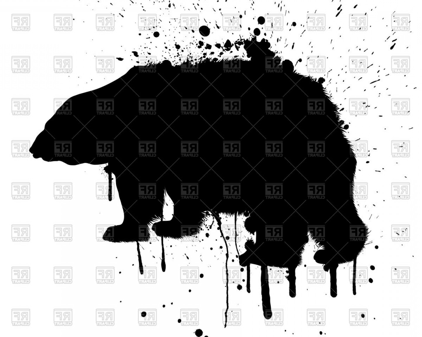 1440x1152 Silhouette Of Big Grunge Bear Vector Clipart Soidergi