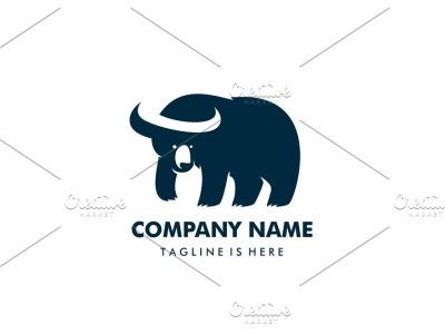400x300 Bear Bull Negative Space Horn Logo Bear Logo For Sale Negative