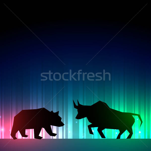 600x600 Stock Market Illustrator With Bull And Bear Vector Illustration