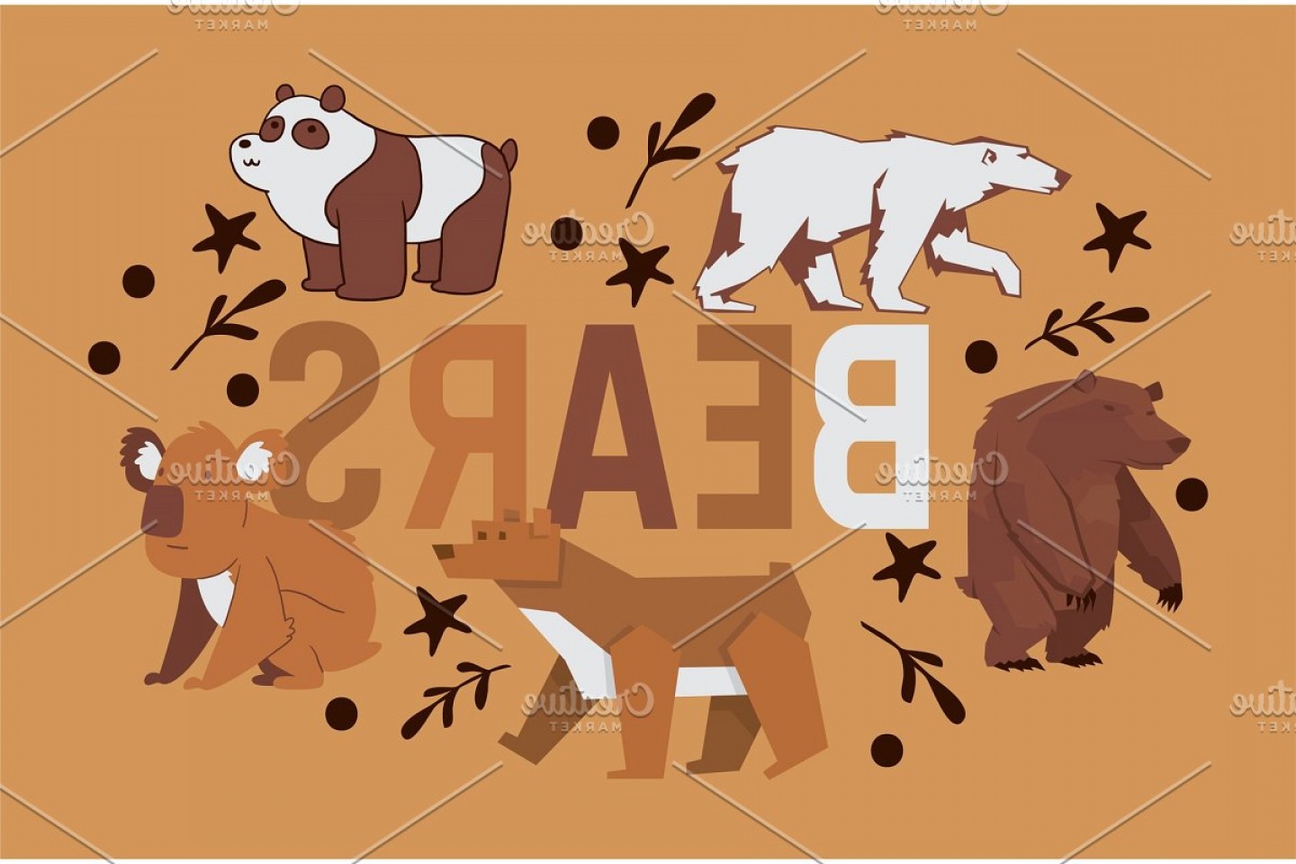 1440x960 Bear Vector Wild Animal Character Handandbeak