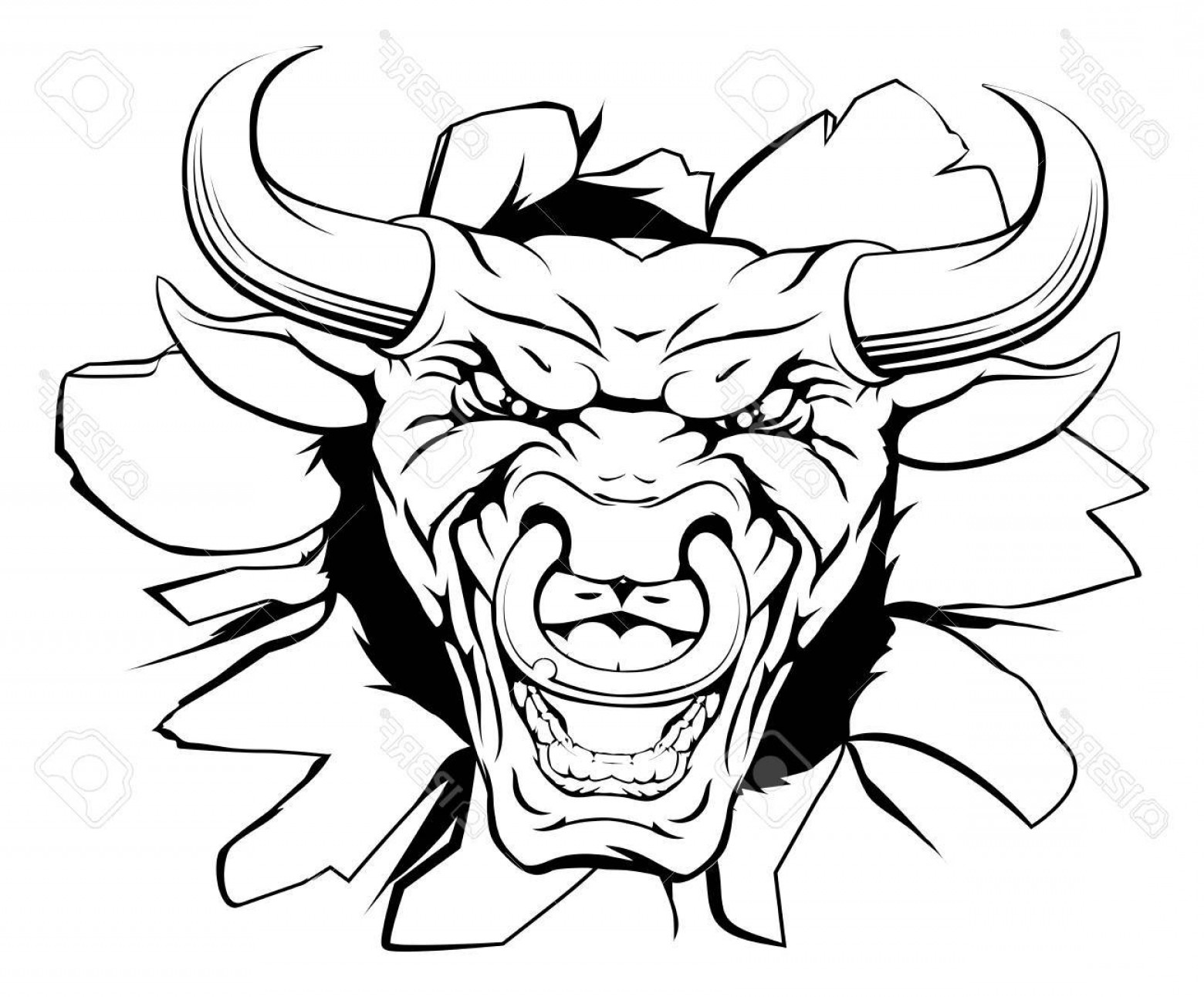 Photostock Vector A Mean Bull Character Or Sports Mascot Breaking 1560x1292 Photostock Vector A Mean Bull Character Or Sports Mascot Breaking
